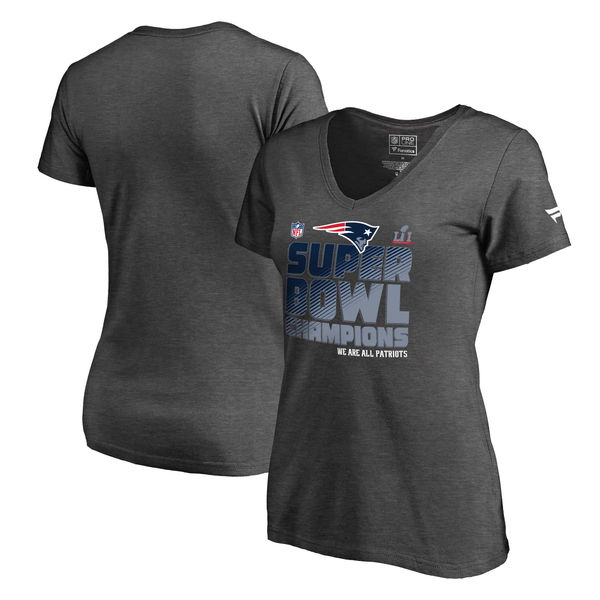 New England Patriots Pro Line by Fanatics Branded Women's Plus Size Super Bowl LI Champions Trophy Collection Locker Room T-Shirt - Charcoal